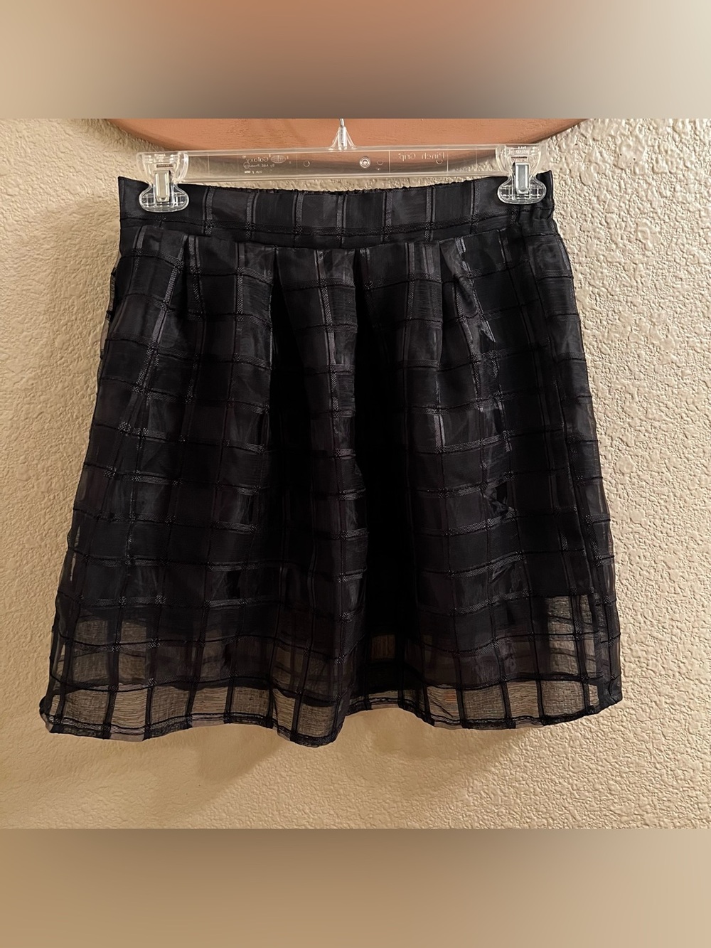 Classic Black Grid-Texture Skirt